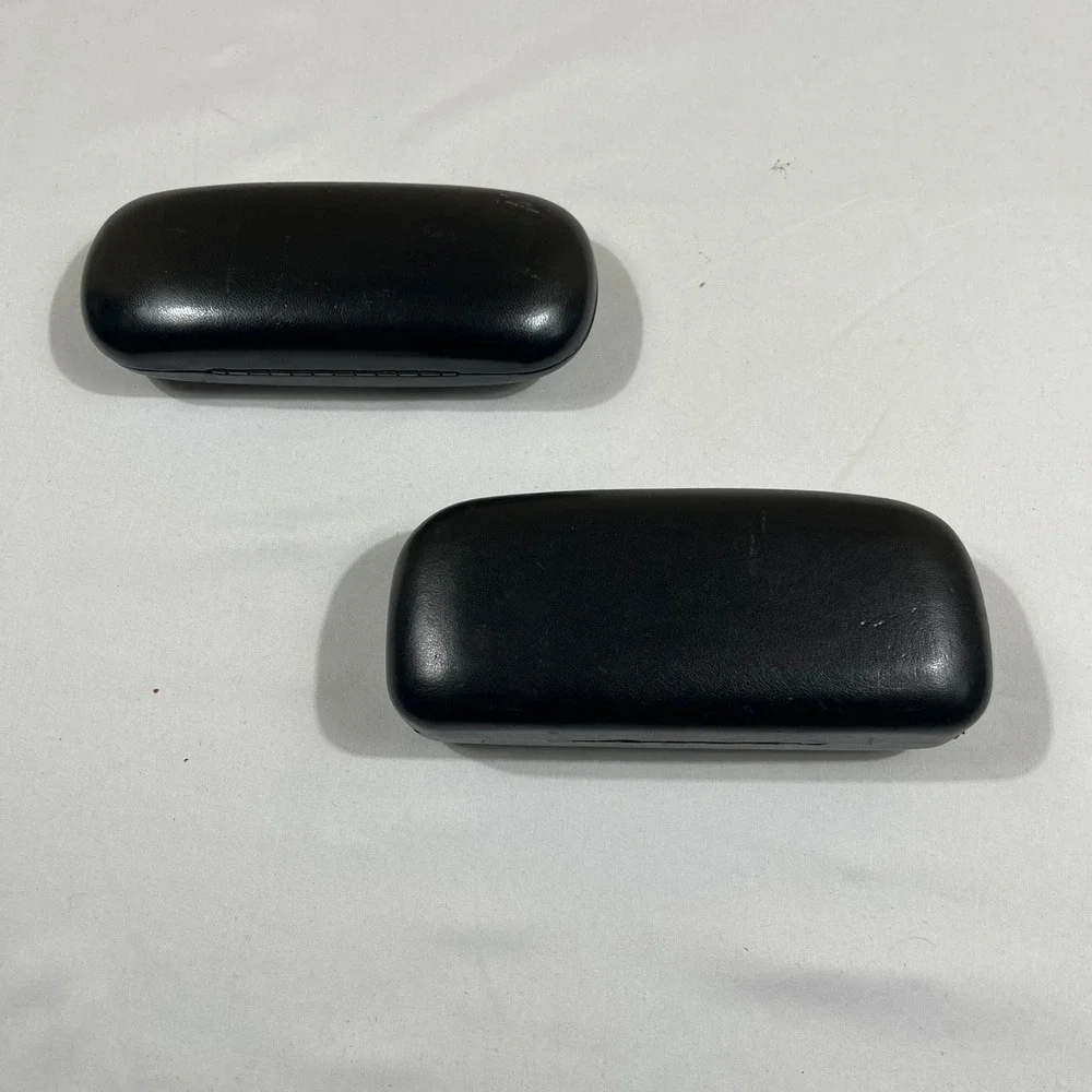 Clamshell Glasses Case Set of 2 Black Hardshell Travel Eyewear Protection